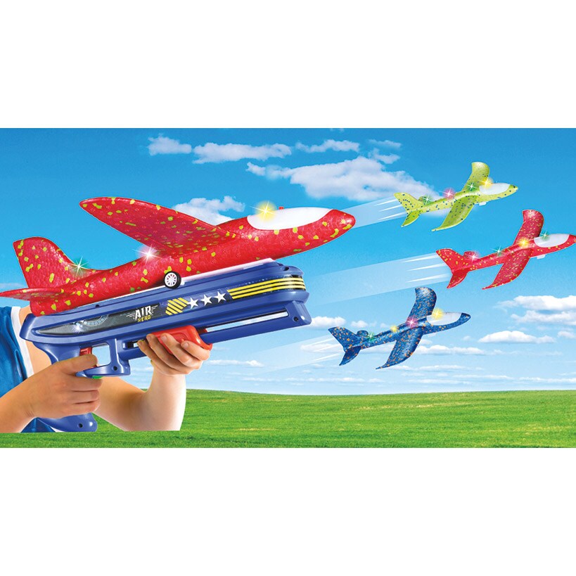 Air Hero™ Airplane Toy Launcher Set with 3 Flying LED Planes for Kids