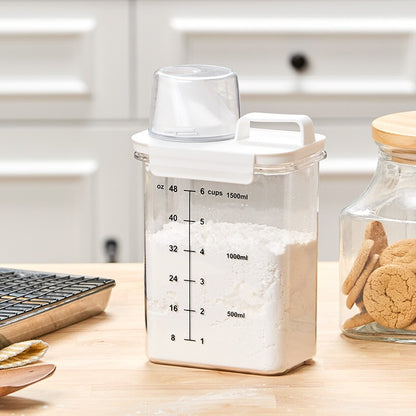 Airtight Dry Food Storage Containers with Pouring Spout and Measuring Cup