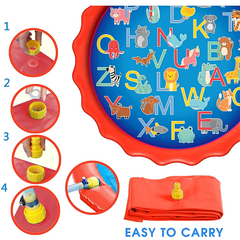 Splash Buddies Alphabet Sprinkler 48" Outdoor Kids Splash Pad