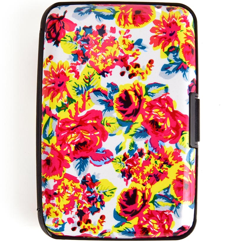 Aluminum Card Holder Hard Shell Floral