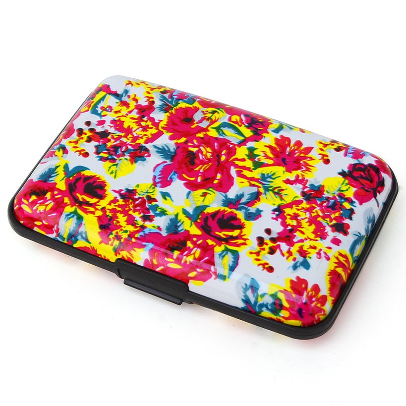 Aluminum Card Holder Hard Shell Floral