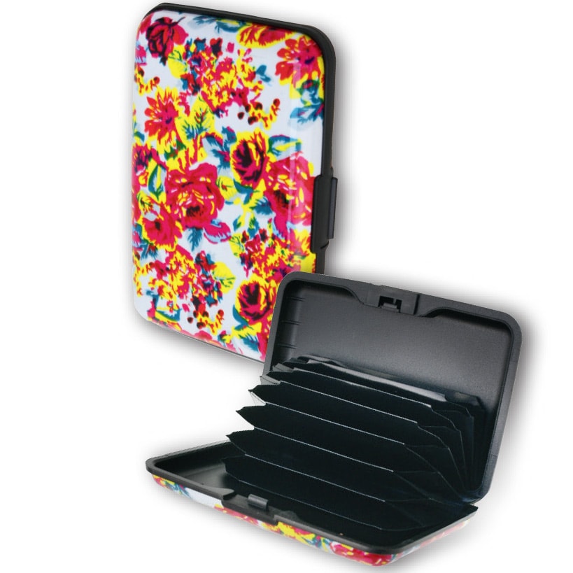 Aluminum Card Holder Hard Shell Floral