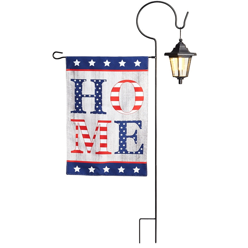 Americana Flag with Solar Lighted Flag Stake Set