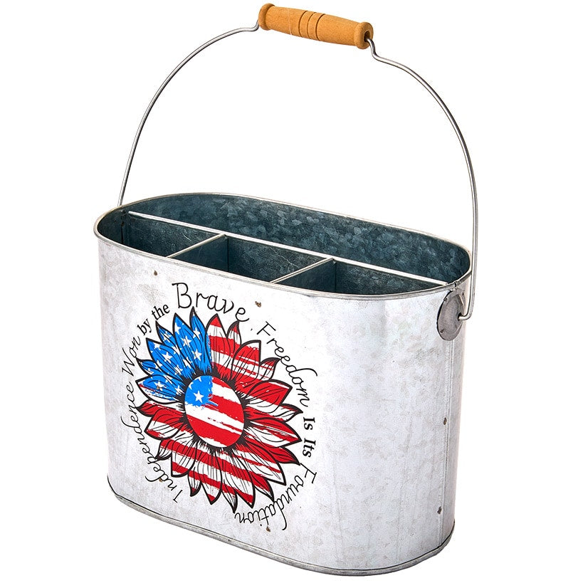 Patriotic American Metal Serving Utensil Caddy