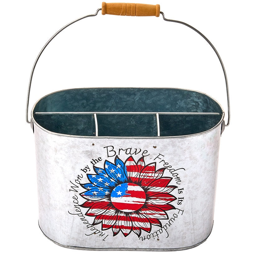 Patriotic American Metal Serving Utensil Caddy
