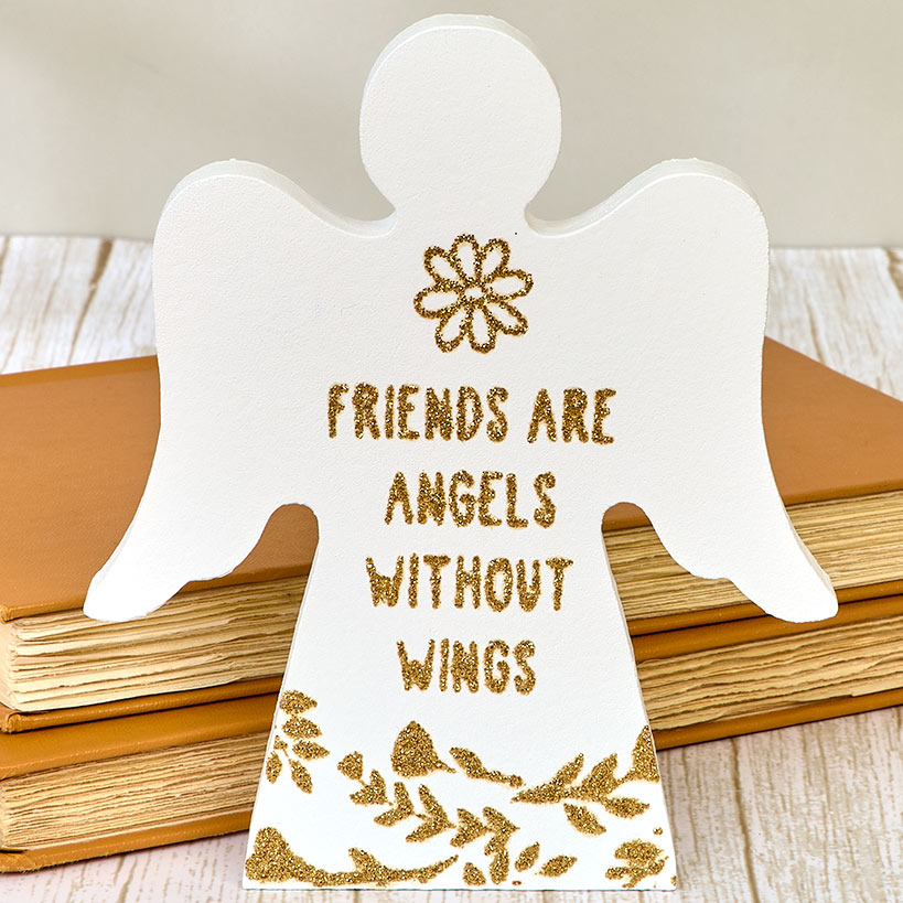 Angel Wooden Block Sign With Gold Sentiment#select-sign_friends