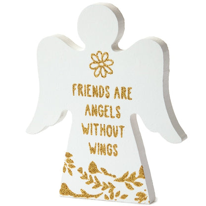 Angel Wooden Block Sign With Gold Sentiment