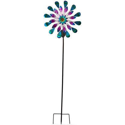 Solar Aurora Borealis Fiber Optic Wind Spinner Stake