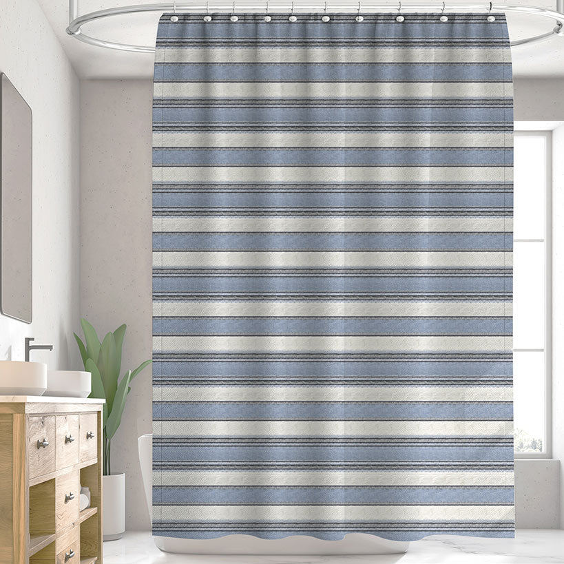 Homewear Bongo Striped Yarn Dyed Shower Curtain with Buttonhole Top