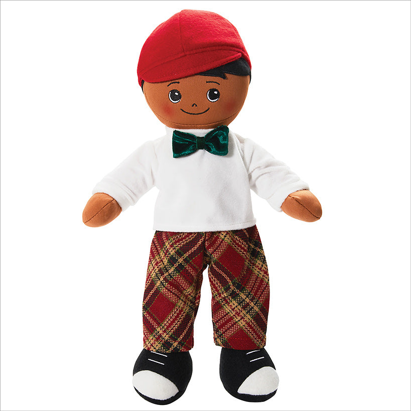 Personalized Boy Rag Doll With Christmas Plaid Outfit