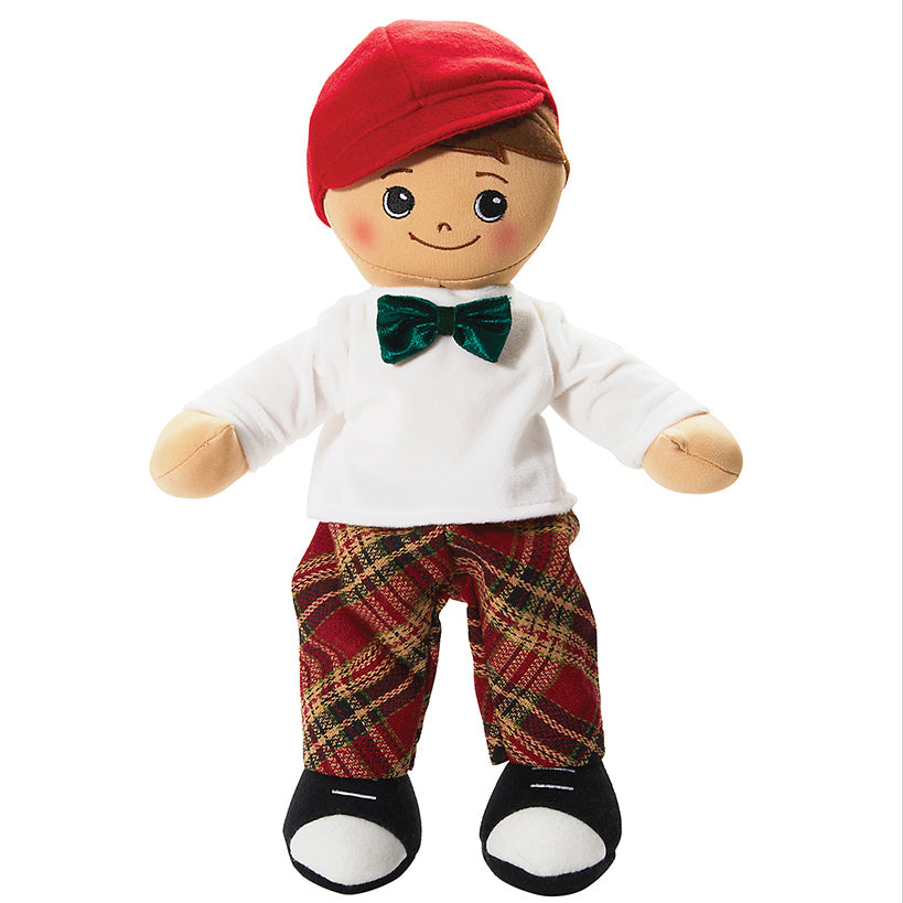 Personalized Boy Rag Doll With Christmas Plaid Outfit