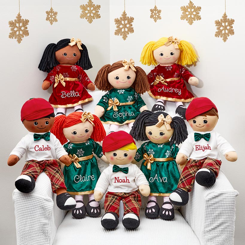 Personalized Boy Rag Doll With Christmas Plaid Outfit