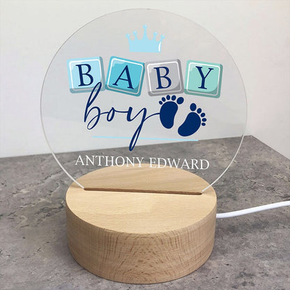 Personalized Baby Crown with Feet Round LED
