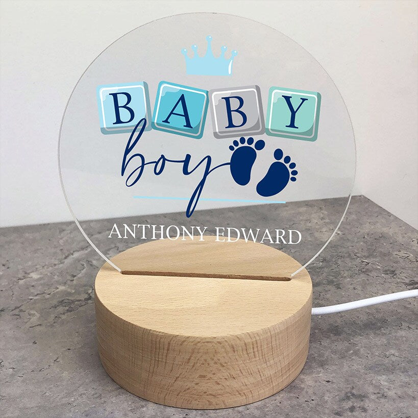 Personalized Baby Crown with Feet Round LED