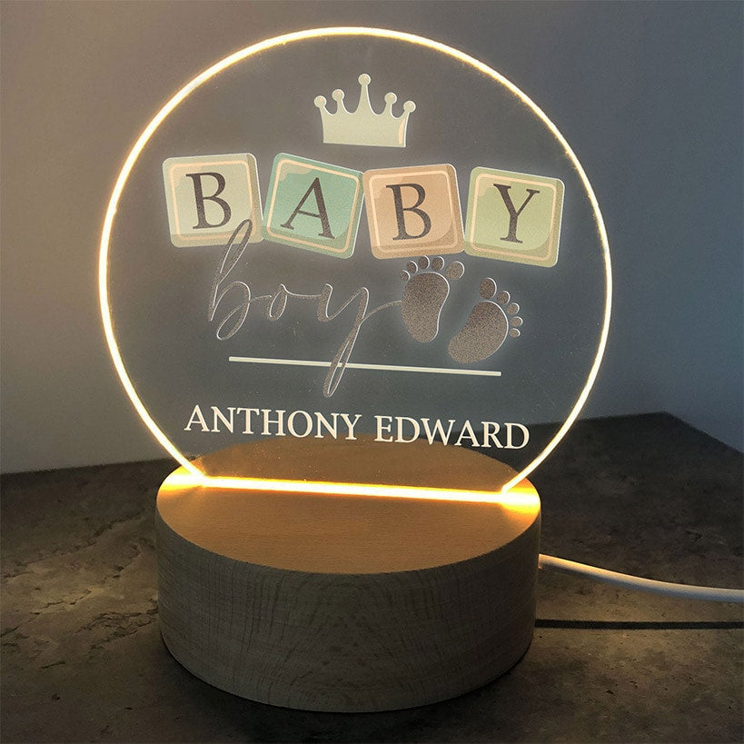 Personalized Baby Crown with Feet Round LED