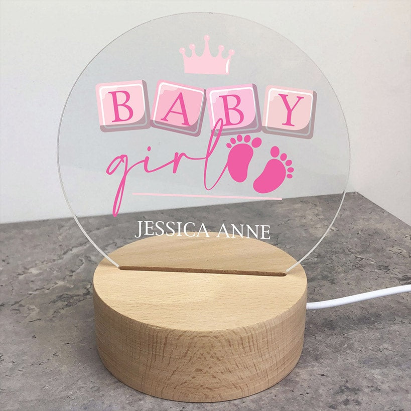 Personalized Baby Crown with Feet Round LED