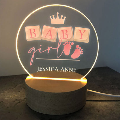 Personalized Baby Crown with Feet Round LED