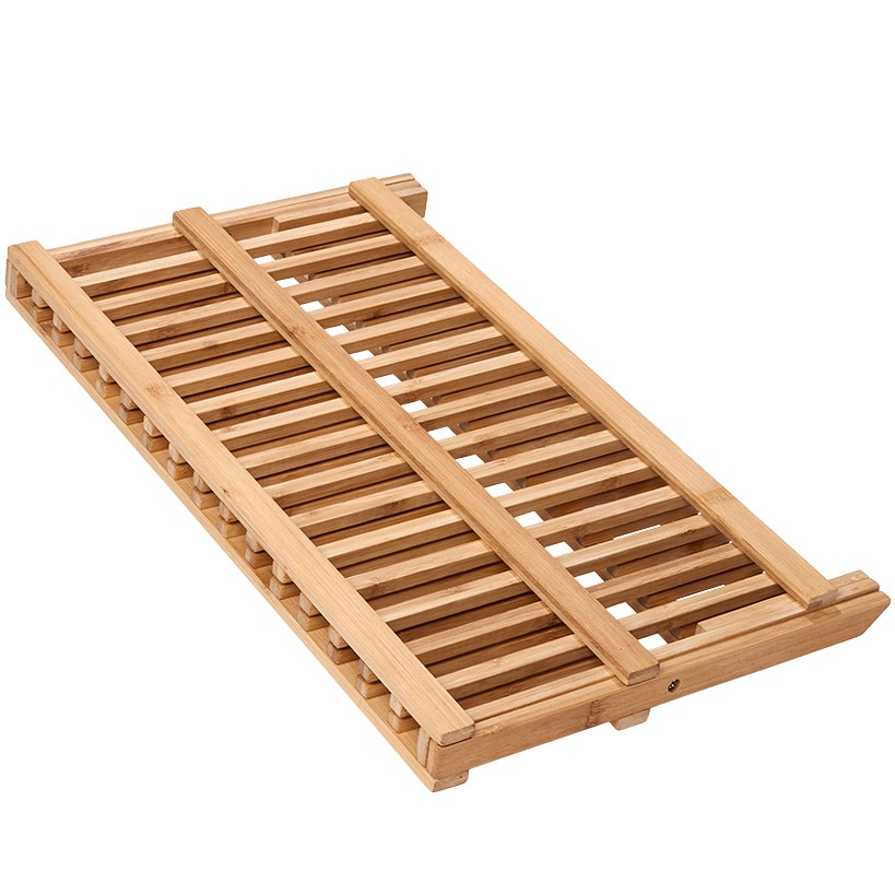 Bamboo Folding Dish Rack with Strainer