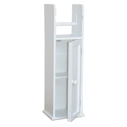Bathroom Storage Unit with Cupboard and Toilet Paper Dispenser