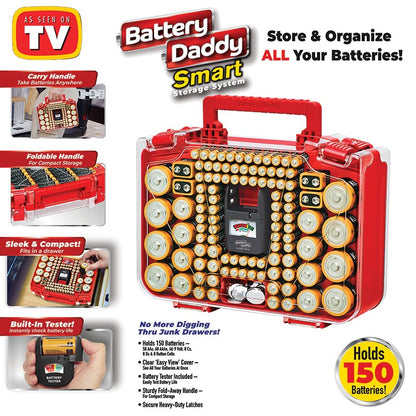 Battery Daddy® Smart Storage Case Holds 150 Batteries with Tester
