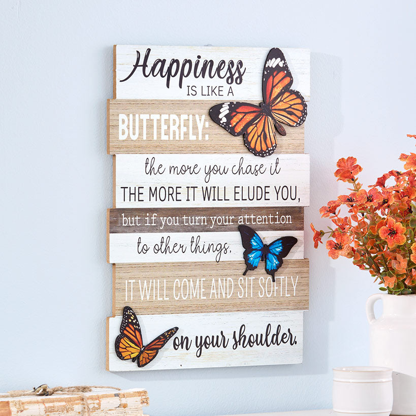 Vibrant Butterfly Sentiment Hanging Sign or Block Signs#select-item_beautiful-hanging-wooden-sign