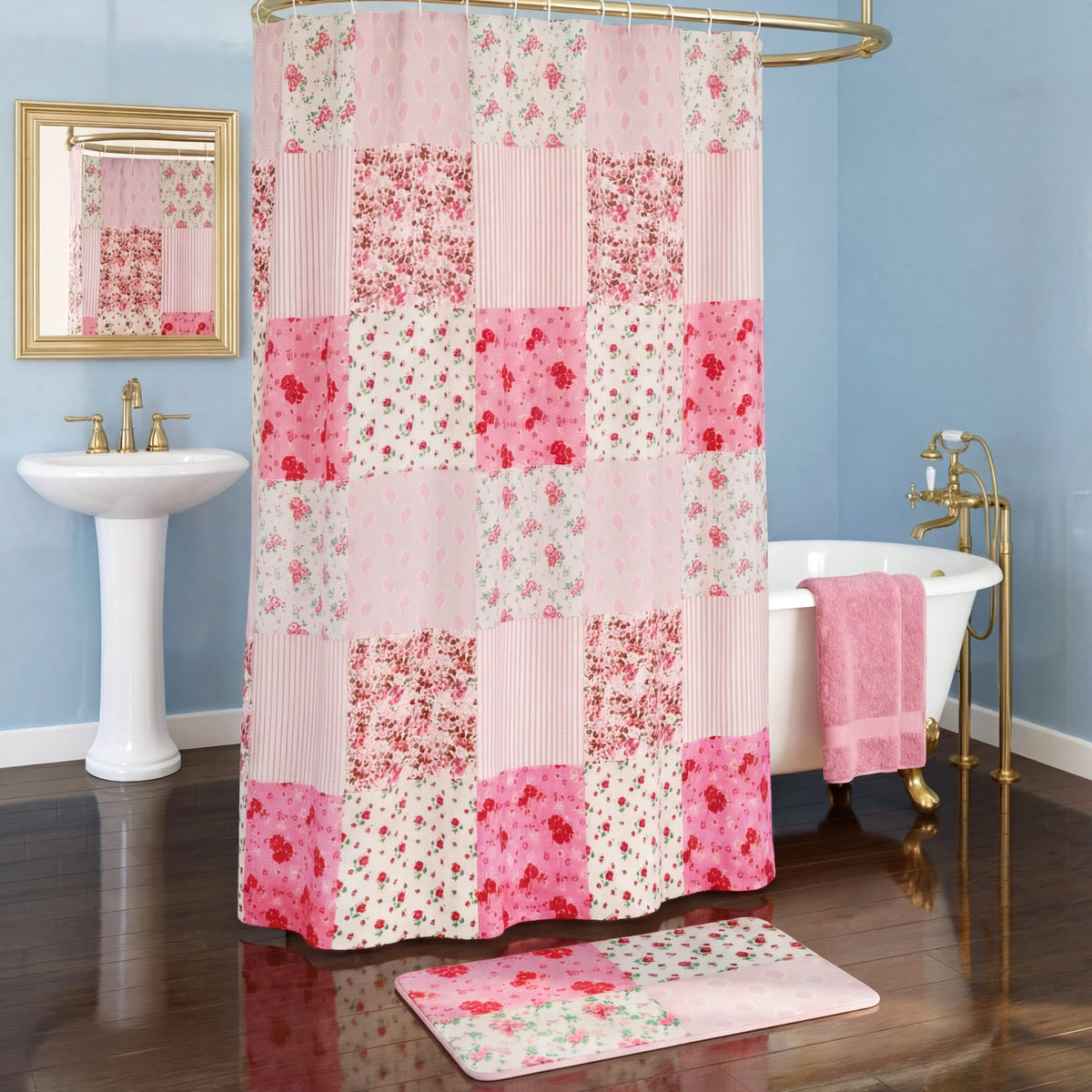 Berry Bloom Shower Curtain or Memory Foam Bath Rug | LTD Commodities