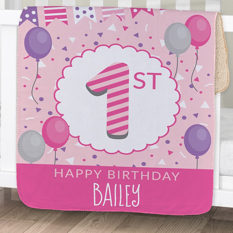 Personalized Birthday Sherpa Throws
