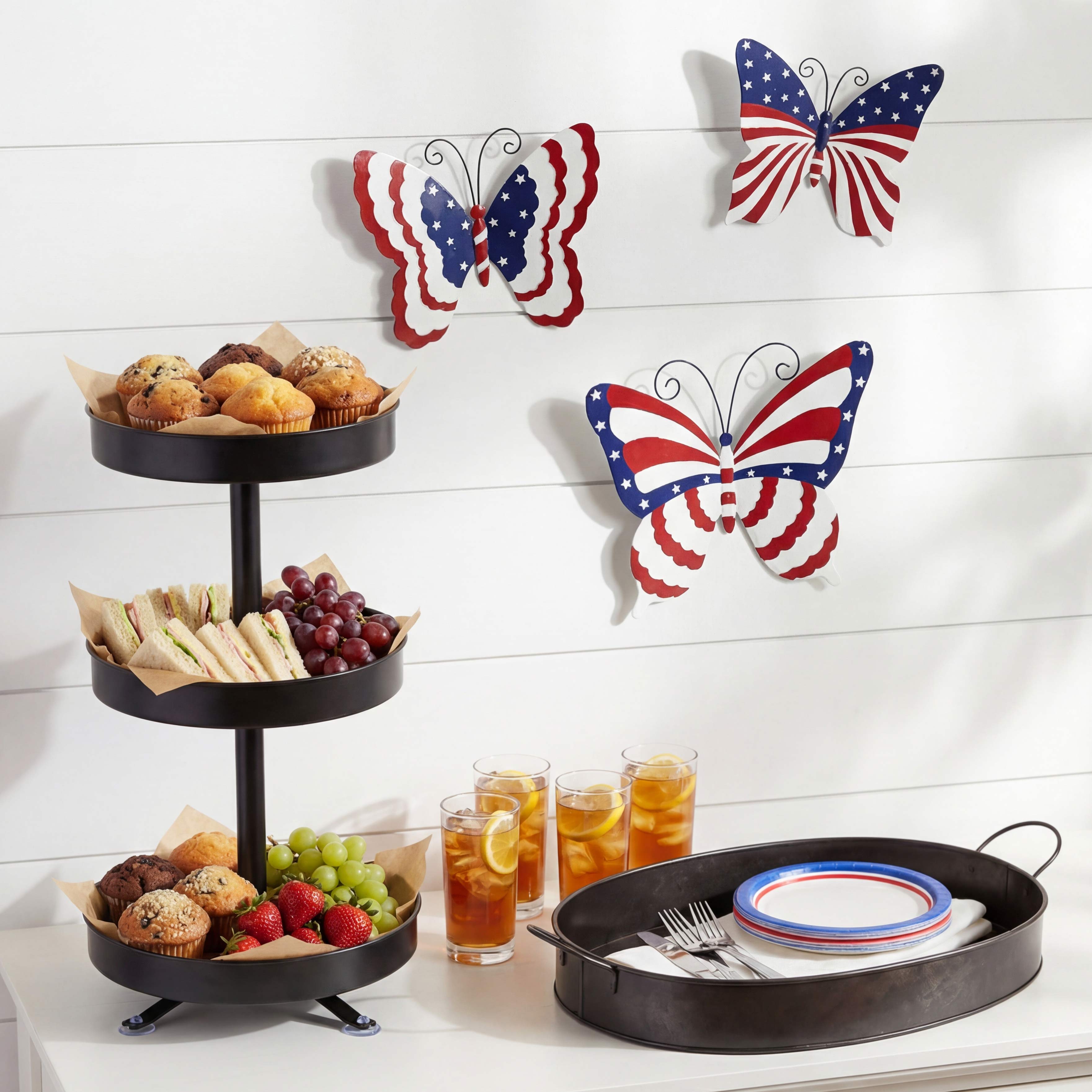 Black Galvanized Oval Serving Tray