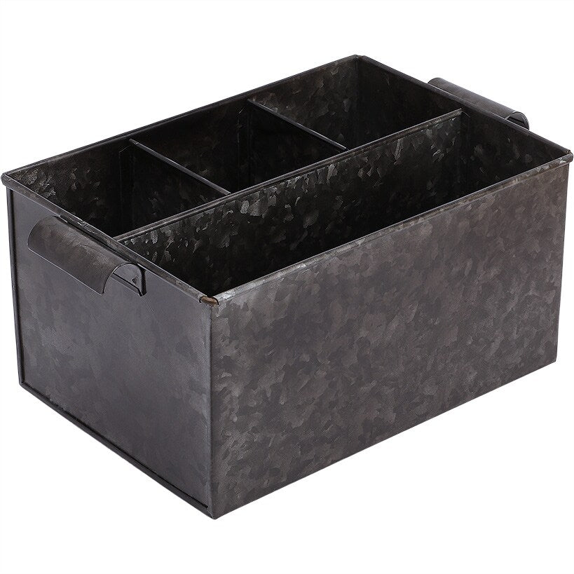 Black Metal Galvanized Utensil Caddy