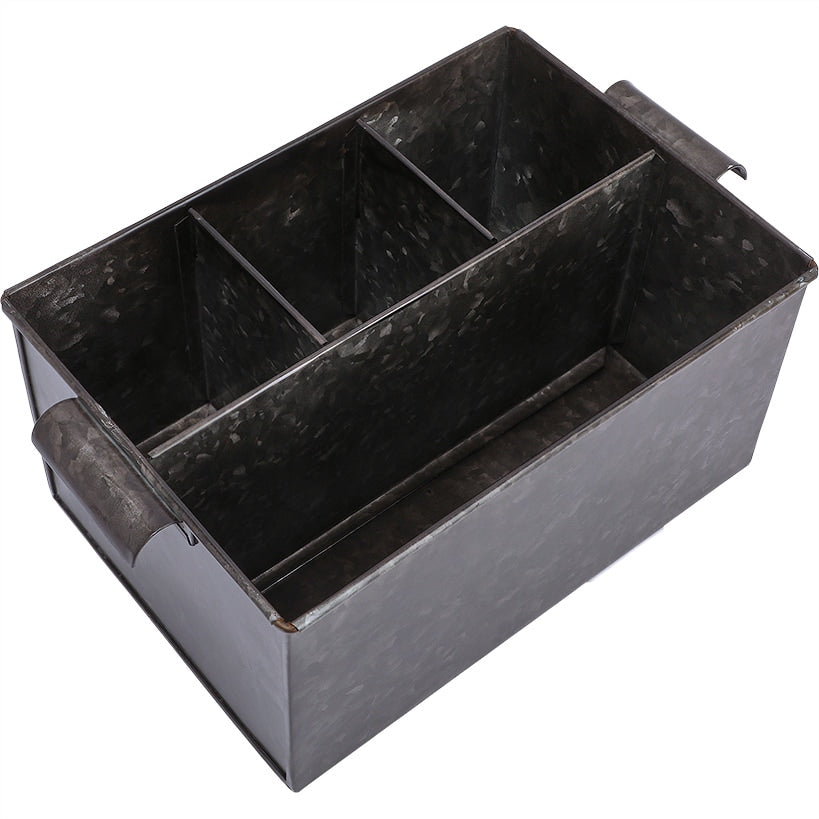 Black Metal Galvanized Utensil Caddy