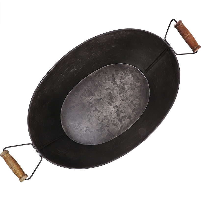 Black Metal Galvanized Ice Bucket Cooler