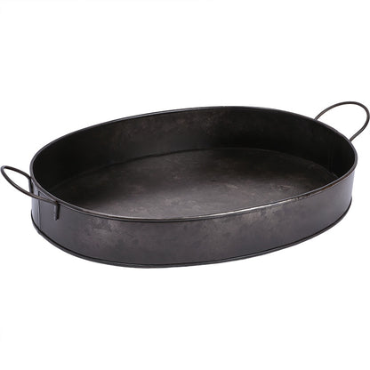 Black Galvanized Oval Serving Tray
