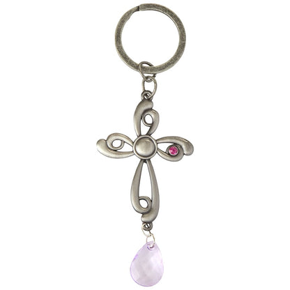 Mother's Day Floral Cross Keychain With Charm