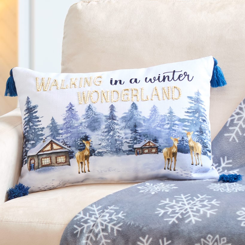Blue Christmas Embroidered Winter Wonderland Accent Pillow#select-item_winter-wonderland