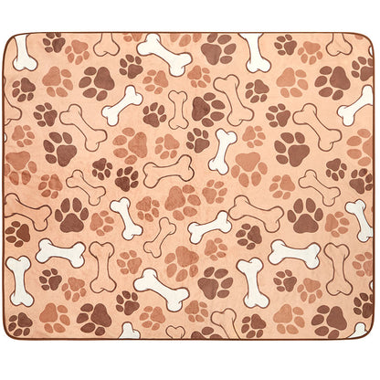 Bones and Paw Prints Pet Blanket Versatile Use At Home Or On The Go