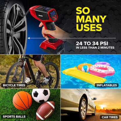 Bullseye™ Pro Rechargeable Tire Inflator - Fast, Portable, and Efficient