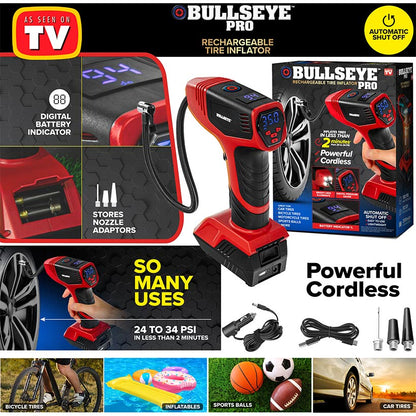 Bullseye™ Pro Rechargeable Tire Inflator - Fast, Portable, and Efficient