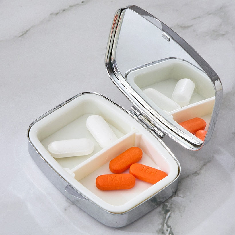 Pill Box 2 Compartment Medicine Pill Case