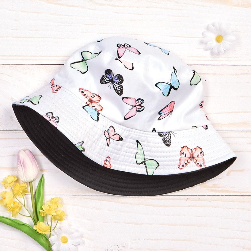 Women's Butterfly Summer Bucket Hat#select-color_white