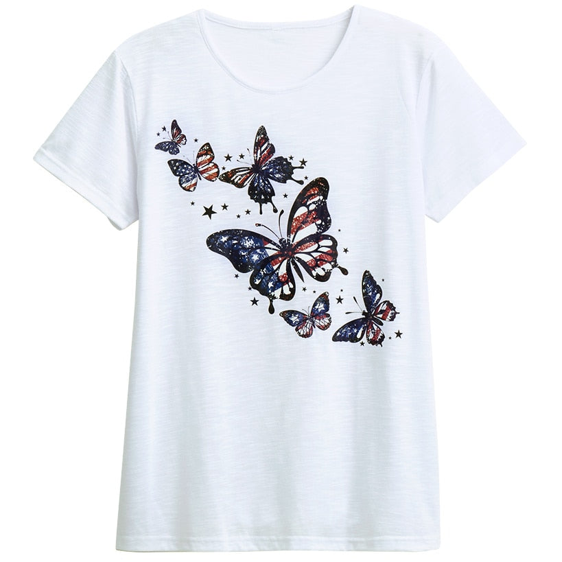 Women's Butterfly Short Sleeve Graphic T-Shirt#select-design_american-fly