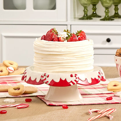 Candy Cane Cake Plate or Set of 3 Serving Bowls