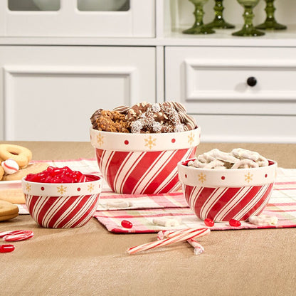 Candy Cane Cake Plate or Set of 3 Serving Bowls