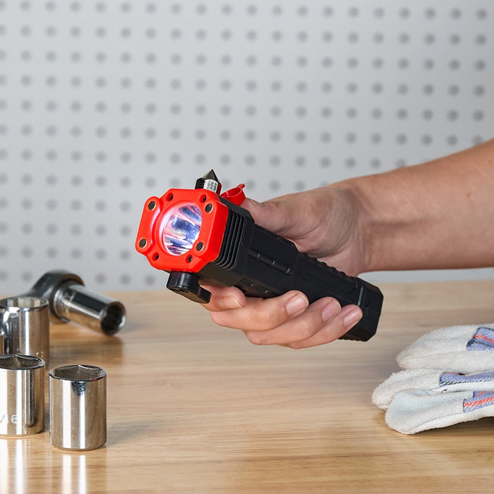 Rechargeable COB Flashlight With Safety Hammer and Blade | LTD Commodities
