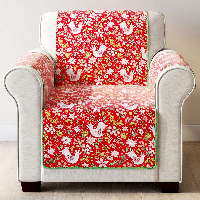 Holiday Cardinal Quilted Furniture Cover Chair, Loveseat, Sofa#select-cover_chair-cover