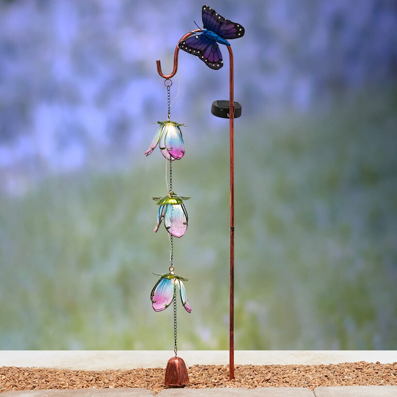 Cascading Flower Solar Garden Stake - Butterfly or Hummingbird#select-stake_butterfly