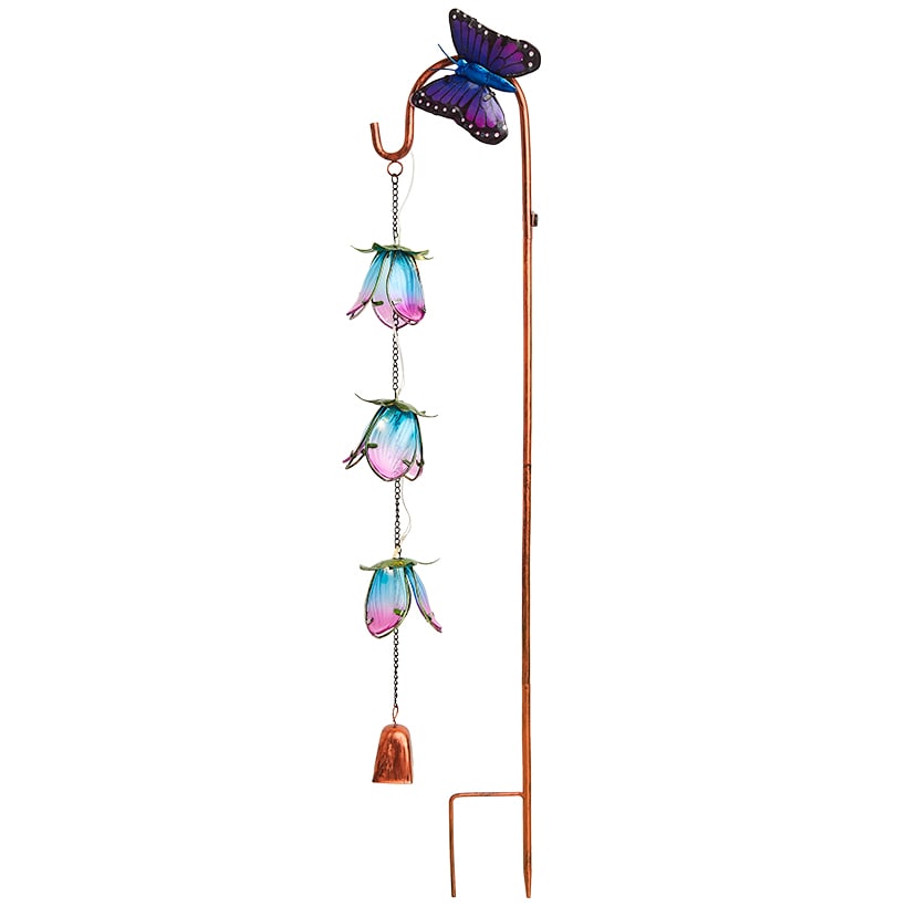 Cascading Flower Solar Garden Stake - Butterfly or Hummingbird