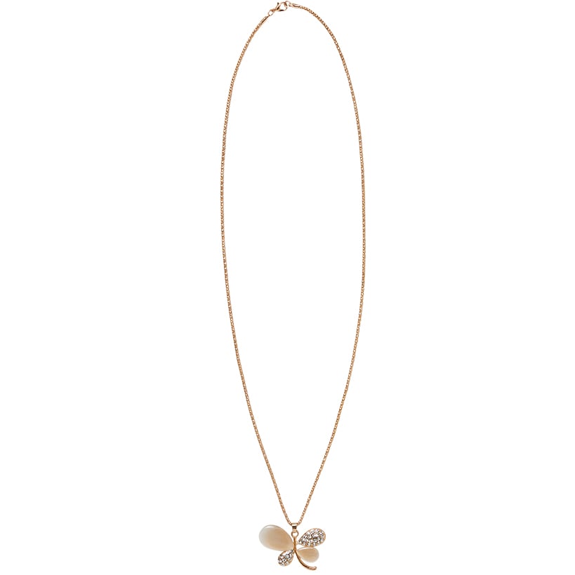 Cat Eye Stone Flower with Gold Chain Necklace