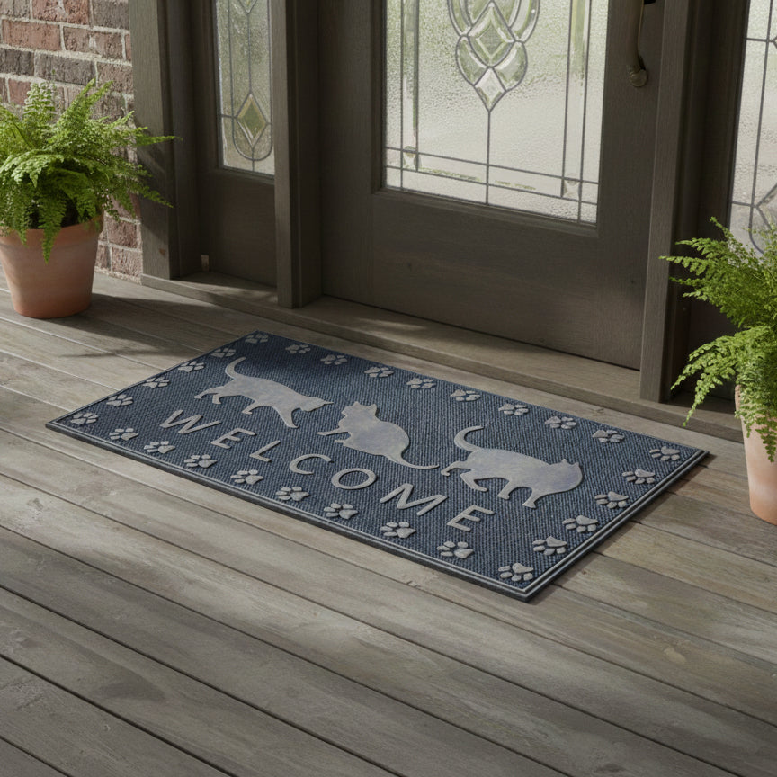 Cats Welcome Rubber Doormat