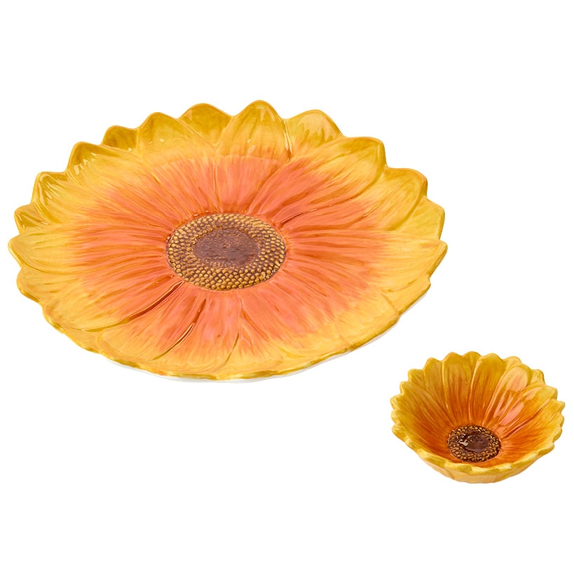 Chip and Dip Flower Ceramic Serving Platter#select-design_sunflower