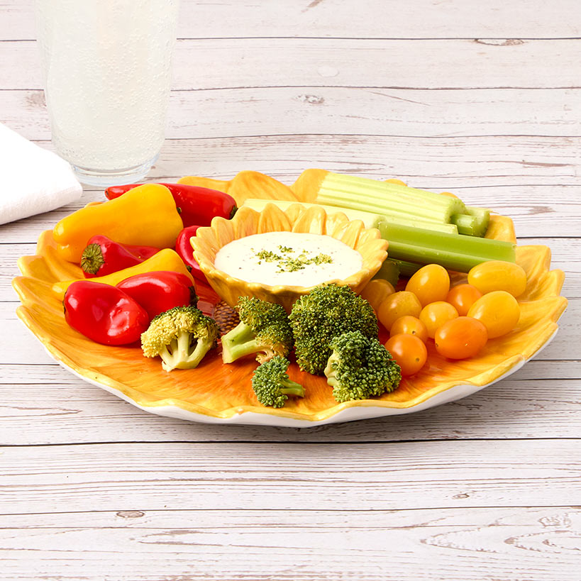 Chip and Dip Flower Ceramic Serving Platter#select-design_sunflower